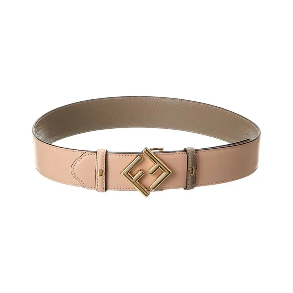Fendi Ff Diamonds Reversible Leather Belt, Grey
